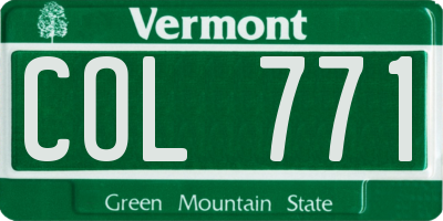 VT license plate COL771