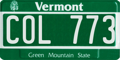 VT license plate COL773