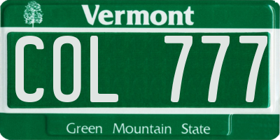 VT license plate COL777