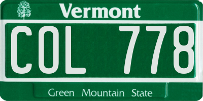 VT license plate COL778