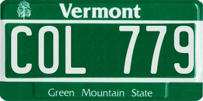 VT license plate COL779