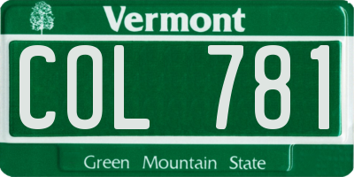 VT license plate COL781