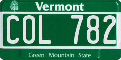 VT license plate COL782