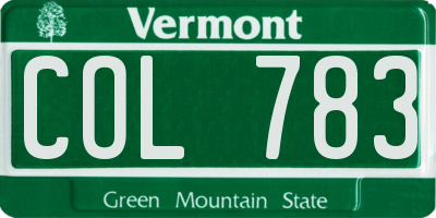 VT license plate COL783
