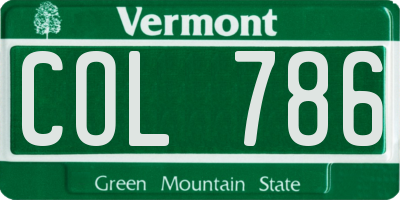 VT license plate COL786