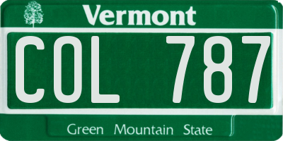 VT license plate COL787