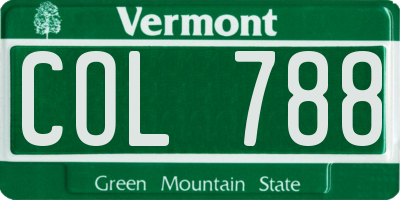 VT license plate COL788