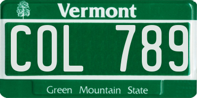 VT license plate COL789