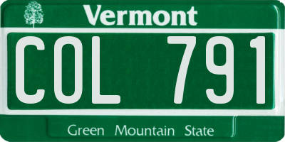 VT license plate COL791