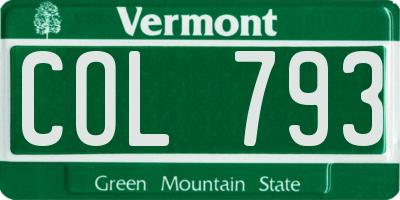 VT license plate COL793