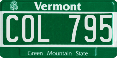 VT license plate COL795