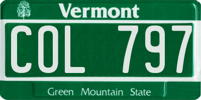 VT license plate COL797