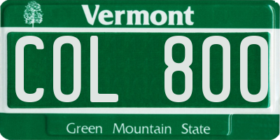 VT license plate COL800