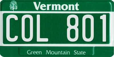 VT license plate COL801