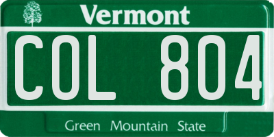 VT license plate COL804