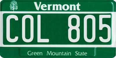 VT license plate COL805