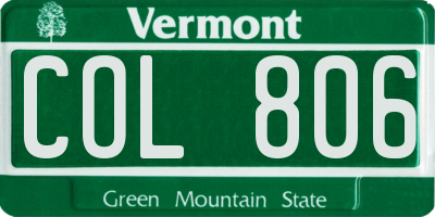 VT license plate COL806