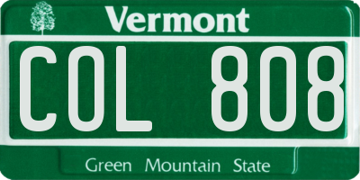 VT license plate COL808
