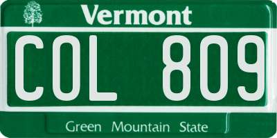 VT license plate COL809