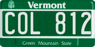 VT license plate COL812