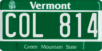 VT license plate COL814
