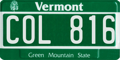 VT license plate COL816