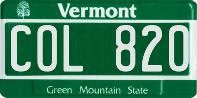 VT license plate COL820