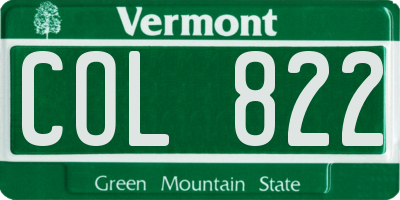 VT license plate COL822