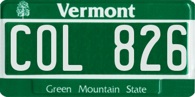 VT license plate COL826