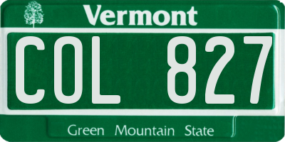 VT license plate COL827