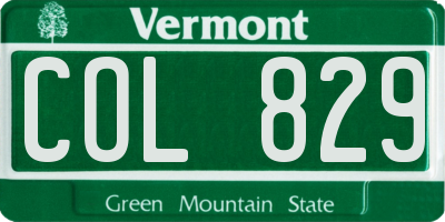 VT license plate COL829