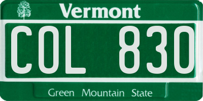 VT license plate COL830