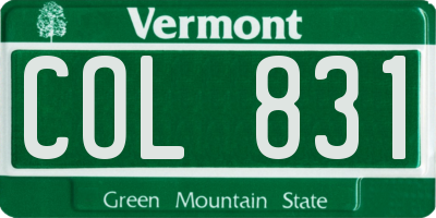 VT license plate COL831