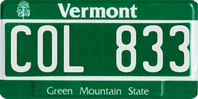 VT license plate COL833