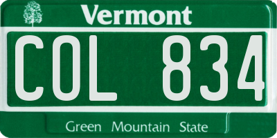 VT license plate COL834