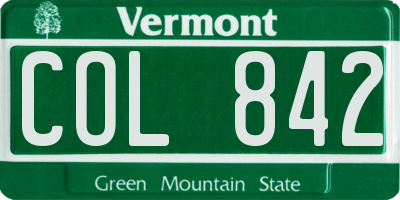 VT license plate COL842