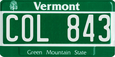 VT license plate COL843