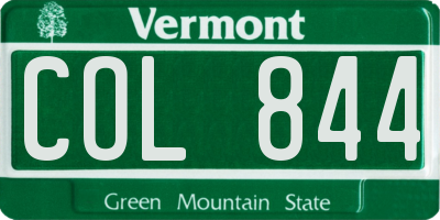 VT license plate COL844