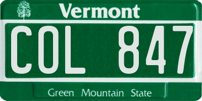 VT license plate COL847