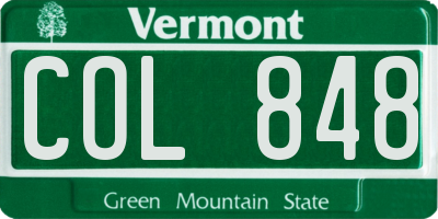 VT license plate COL848