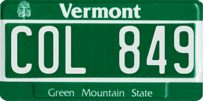 VT license plate COL849