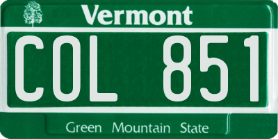 VT license plate COL851