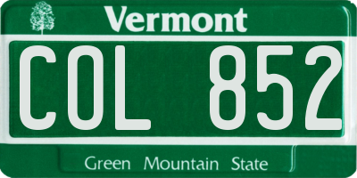 VT license plate COL852
