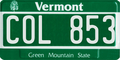 VT license plate COL853