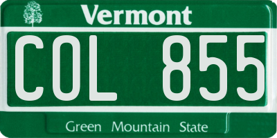VT license plate COL855