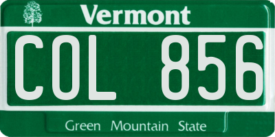 VT license plate COL856