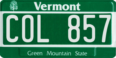 VT license plate COL857