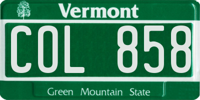 VT license plate COL858