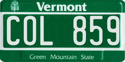 VT license plate COL859