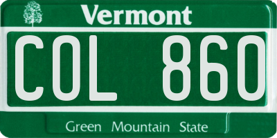 VT license plate COL860